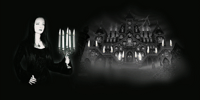 Gif animé gothique femme et chateau